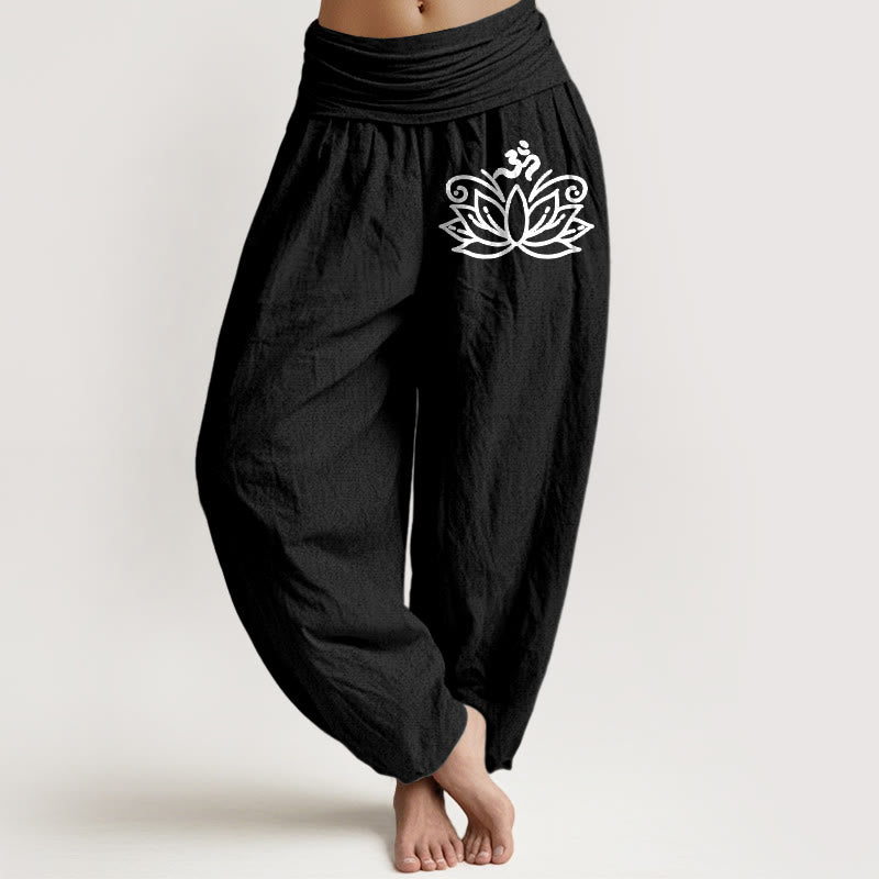 Pure Cotton Sacred Motif Breathable Meditation Harem Pants