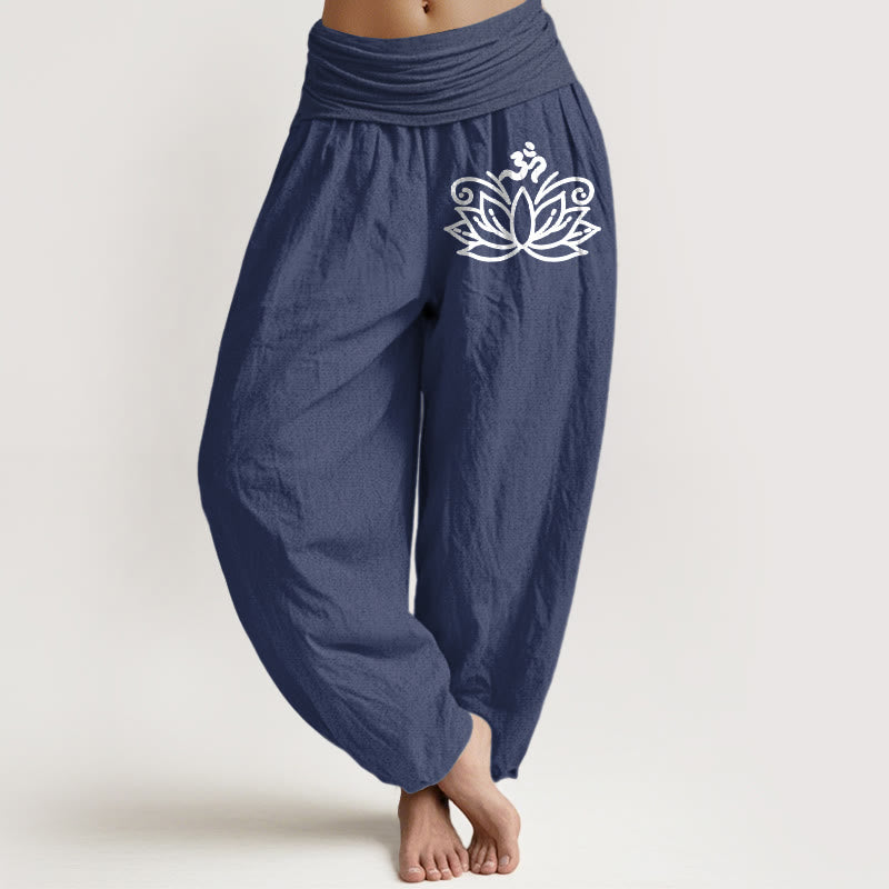 Pure Cotton Sacred Motif Breathable Meditation Harem Pants