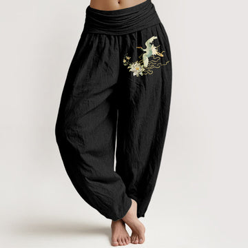 Breathable Cotton Crane Lotus Meditation Harem Pants