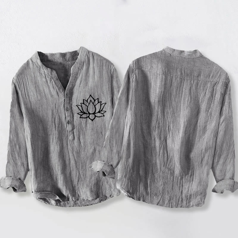 Cotton Linen Lotus Stand Collar Mindful Meditation Shirt