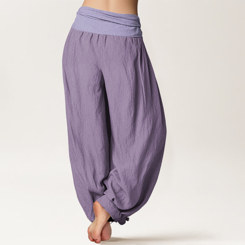 Pure Cotton Plum Women's Elastic Waist Harem Pants