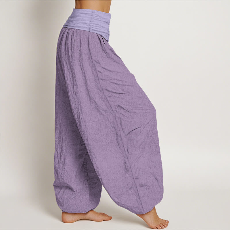 Pure Cotton Plum Women's Elastic Waist Harem Pants