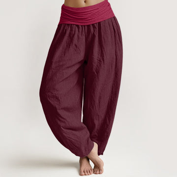 Breathable Cotton Pleated-Waist Meditation Harem Pants