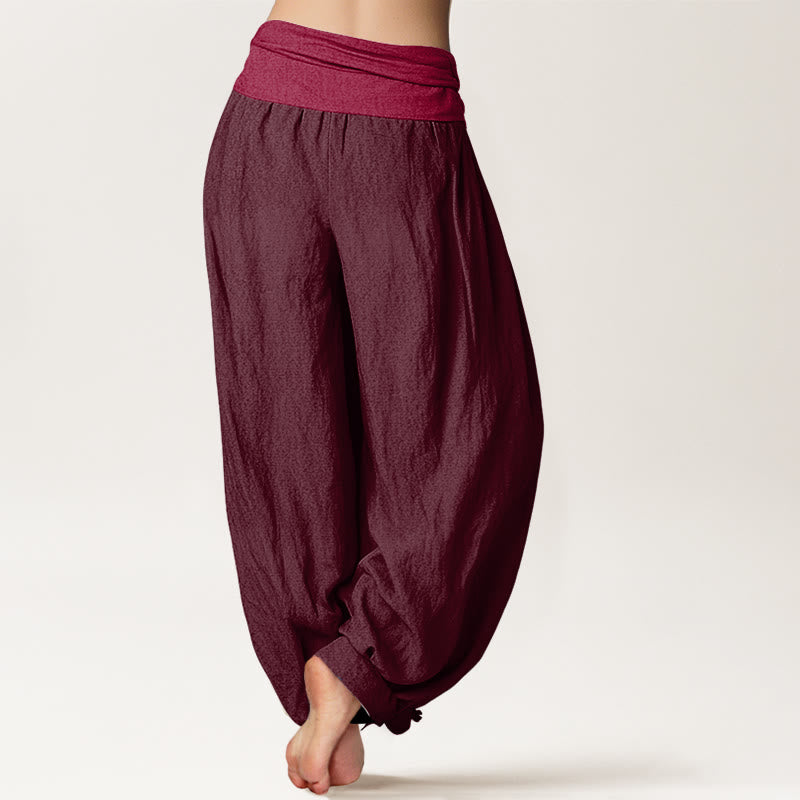 Breathable Cotton Pleated-Waist Meditation Harem Pants