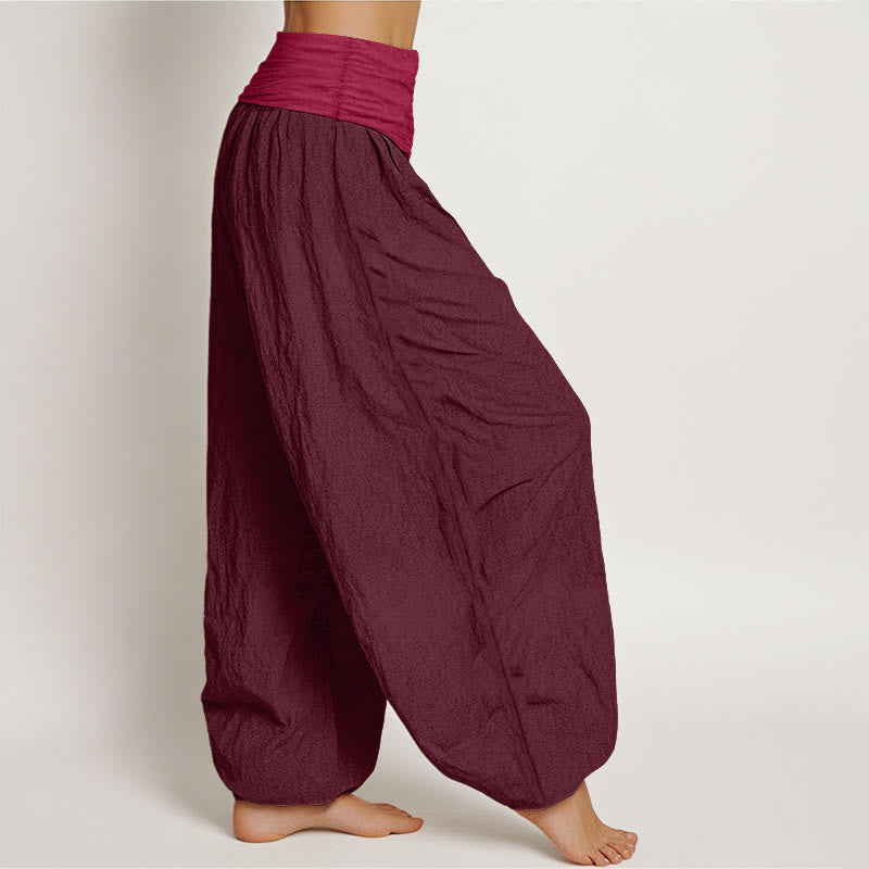 Breathable Cotton Pleated-Waist Meditation Harem Pants