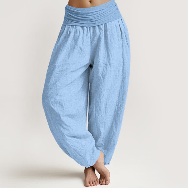 Tactile Cotton Pleated Waist Meditation Harem Pants