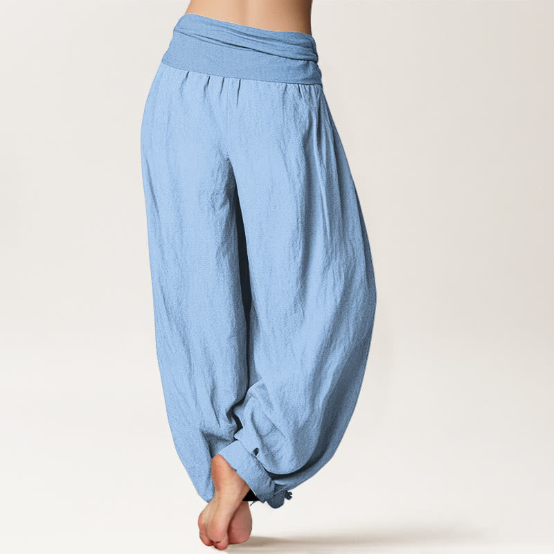 Tactile Cotton Pleated Waist Meditation Harem Pants