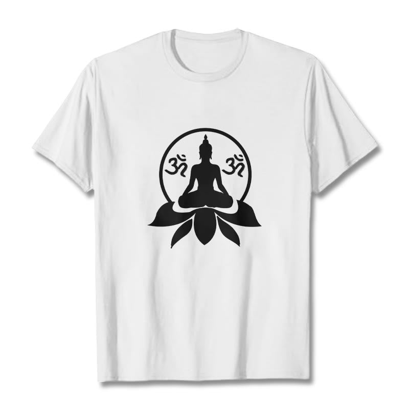 Soft Cotton Crewneck Sanskrit OM Mantra Graphic Meditation Tee