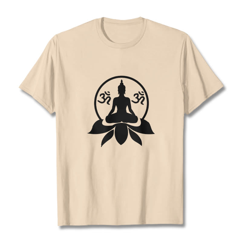 Soft Cotton Crewneck Sanskrit OM Mantra Graphic Meditation Tee