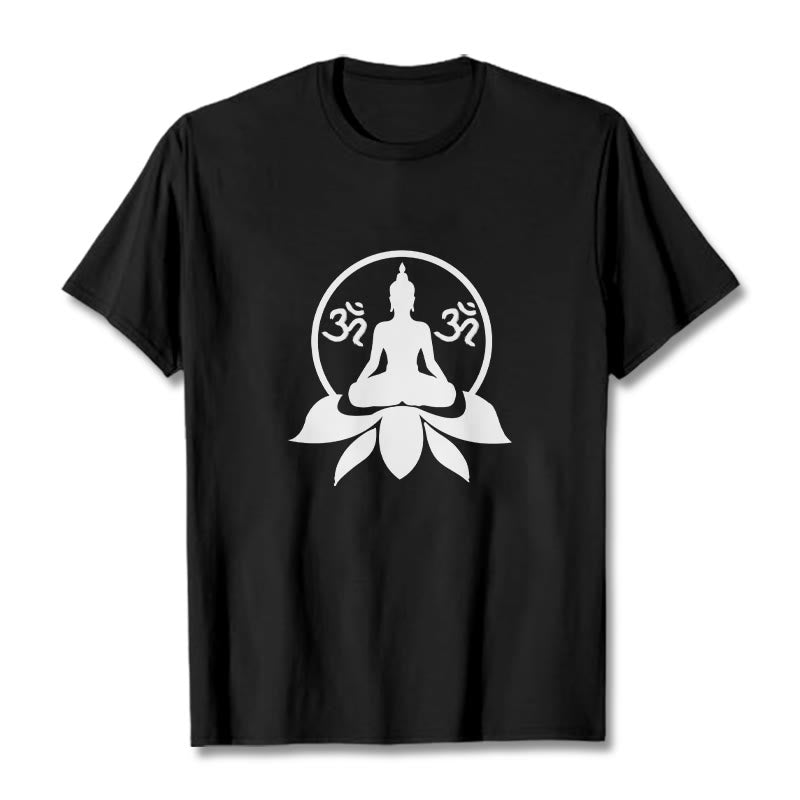 Soft Cotton Crewneck Sanskrit OM Mantra Graphic Meditation Tee