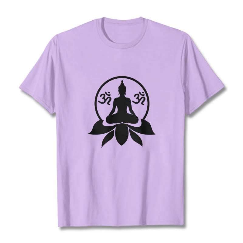 Soft Cotton Crewneck Sanskrit OM Mantra Graphic Meditation Tee