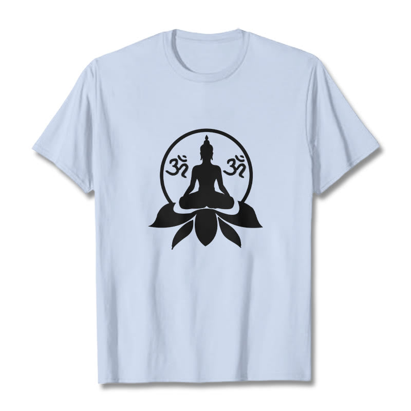 Soft Cotton Crewneck Sanskrit OM Mantra Graphic Meditation Tee