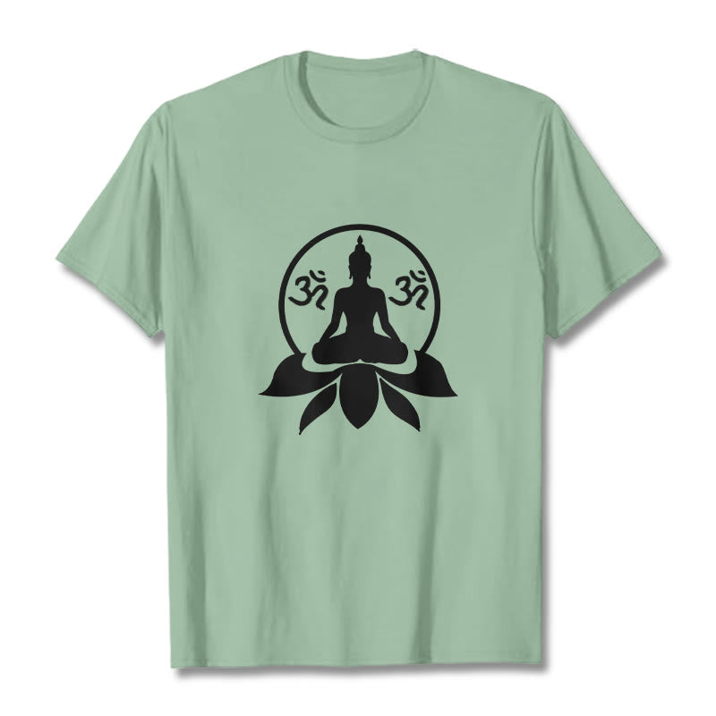 Soft Cotton Crewneck Sanskrit OM Mantra Graphic Meditation Tee