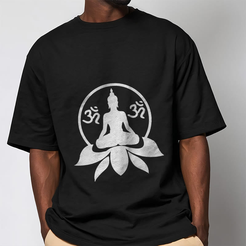 Soft Cotton Crewneck Sanskrit OM Mantra Graphic Meditation Tee