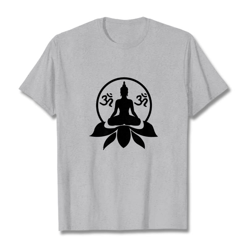 Soft Cotton Crewneck Sanskrit OM Mantra Graphic Meditation Tee