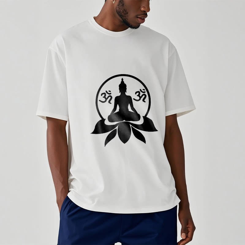Soft Cotton Crewneck Sanskrit OM Mantra Graphic Meditation Tee