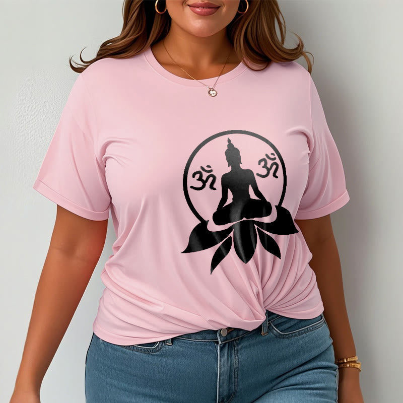 Soft Cotton Crewneck Sanskrit OM Mantra Graphic Meditation Tee