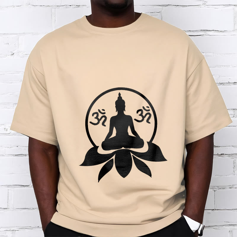 Soft Cotton Crewneck Sanskrit OM Mantra Graphic Meditation Tee