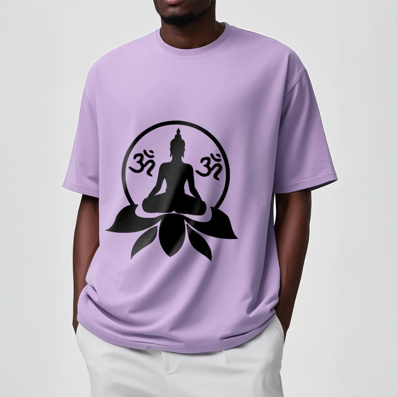 Soft Cotton Crewneck Sanskrit OM Mantra Graphic Meditation Tee