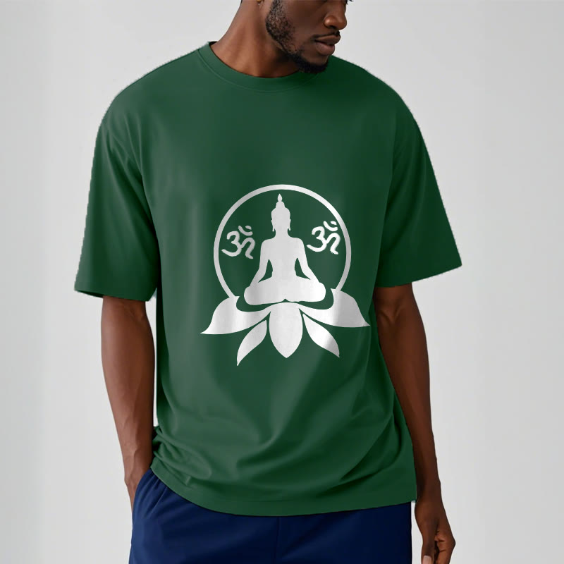 Soft Cotton Crewneck Sanskrit OM Mantra Graphic Meditation Tee