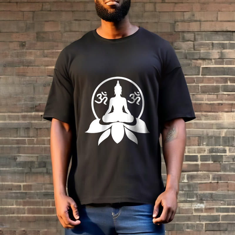 Soft Cotton Crewneck Sanskrit OM Mantra Graphic Meditation Tee