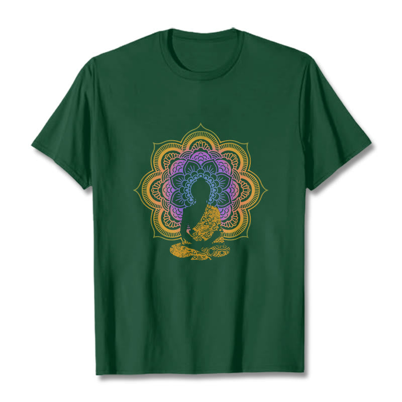 Soft Cotton Crew Neck Mandala Graphic Meditation Tee