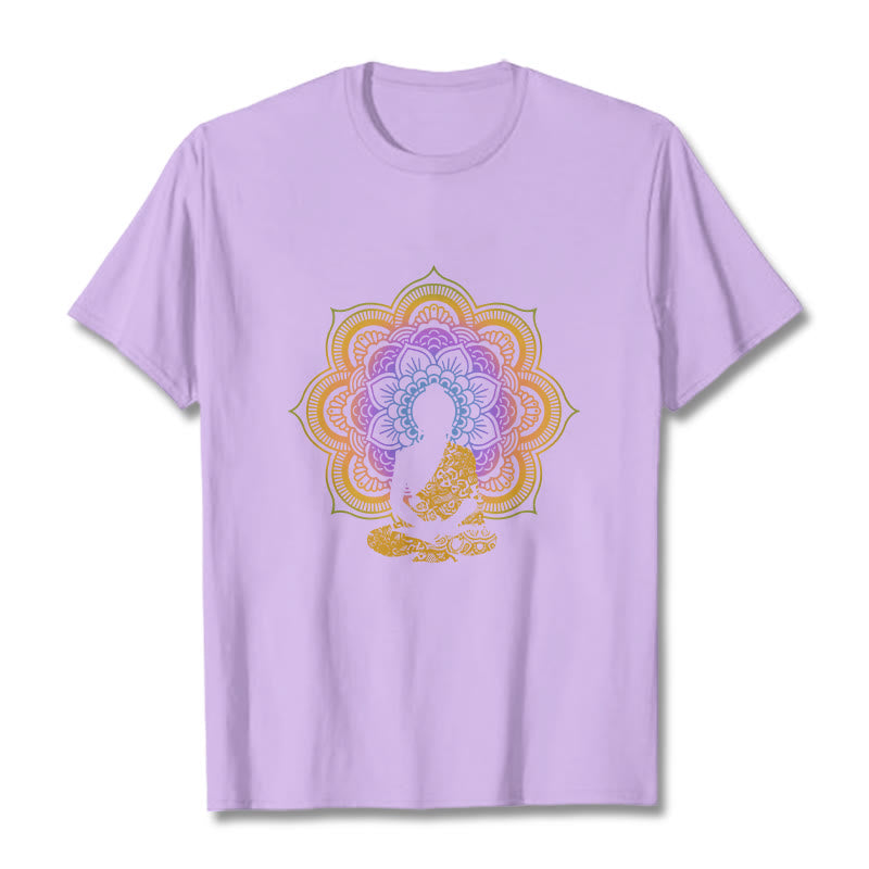 Soft Cotton Crew Neck Mandala Graphic Meditation Tee