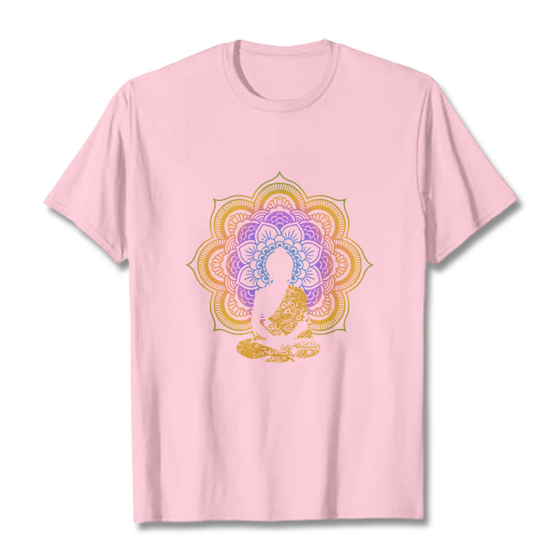 Soft Cotton Crew Neck Mandala Graphic Meditation Tee