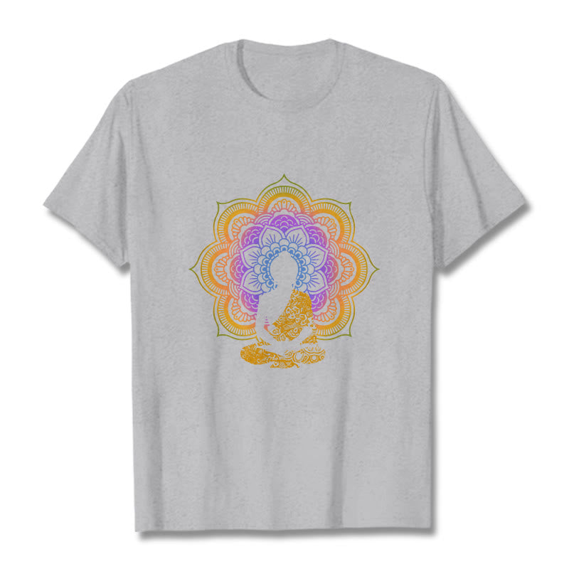 Soft Cotton Crew Neck Mandala Graphic Meditation Tee