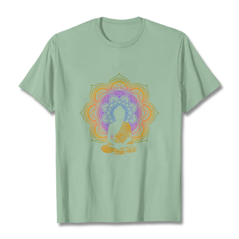 Soft Cotton Crew Neck Mandala Graphic Meditation Tee