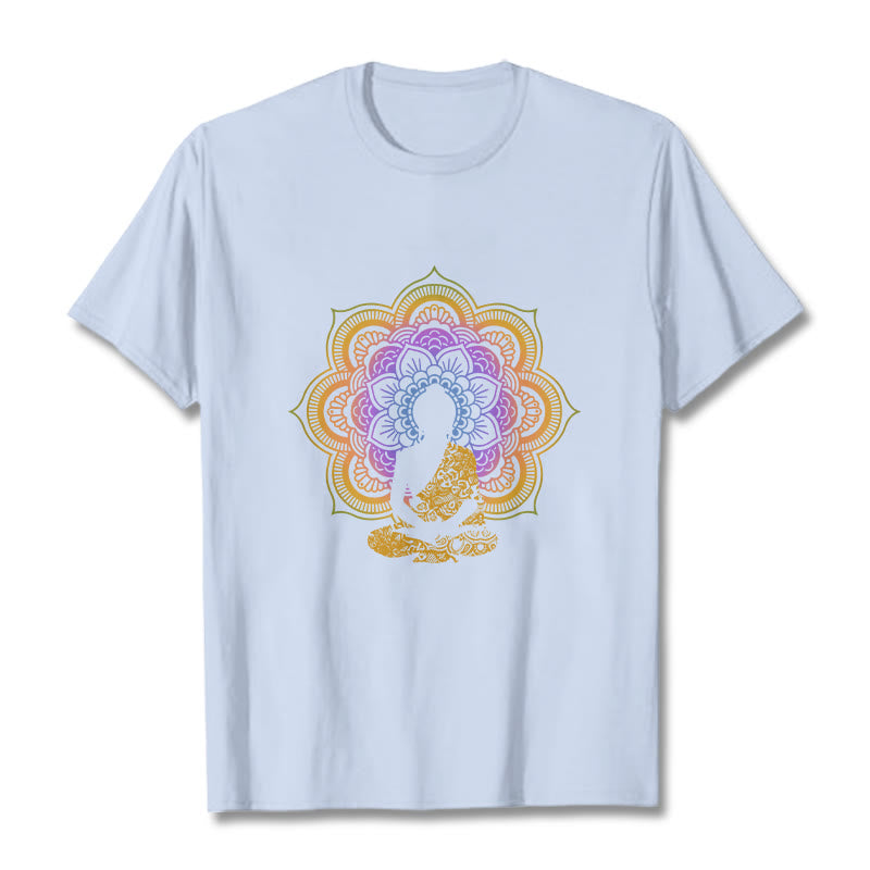 Soft Cotton Crew Neck Mandala Graphic Meditation Tee