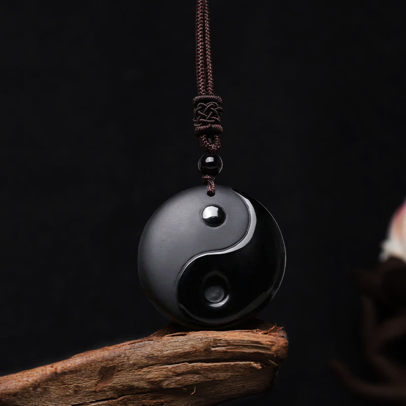 "Sending Balance and Protection" Obsidian Yin Yang Necklace Includes Gift Message Card
