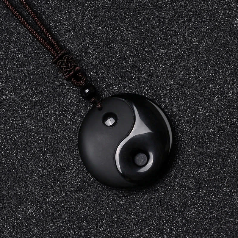 "Sending Balance and Protection" Obsidian Yin Yang Necklace Includes Gift Message Card