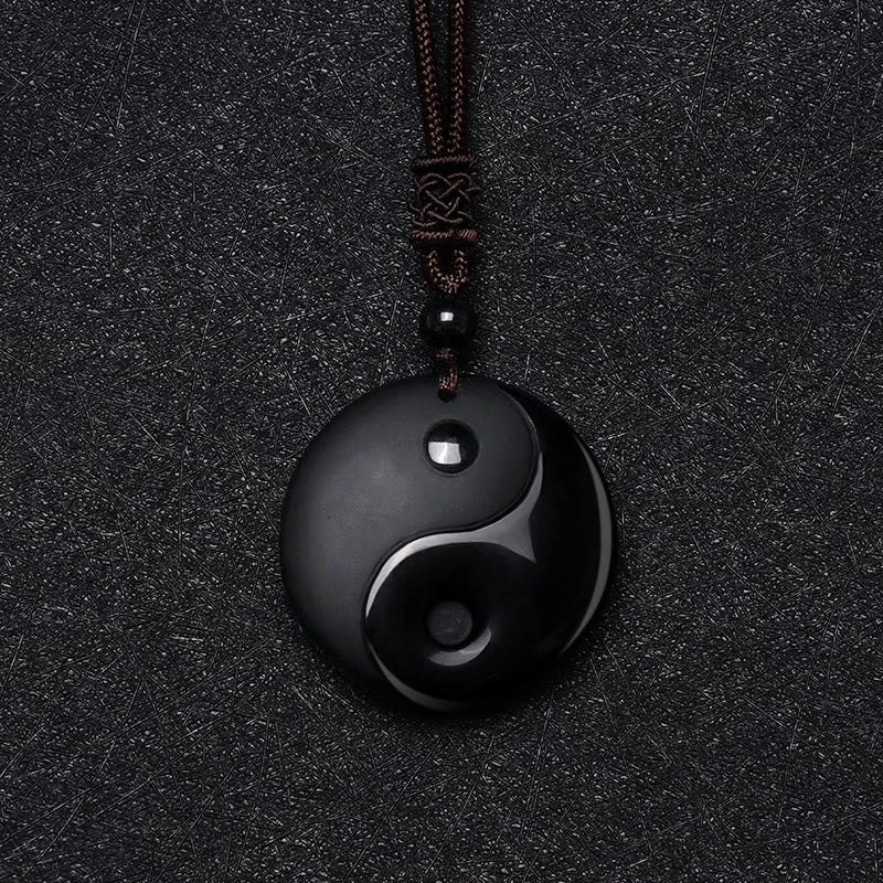 "Sending Balance and Protection" Obsidian Yin Yang Necklace Includes Gift Message Card