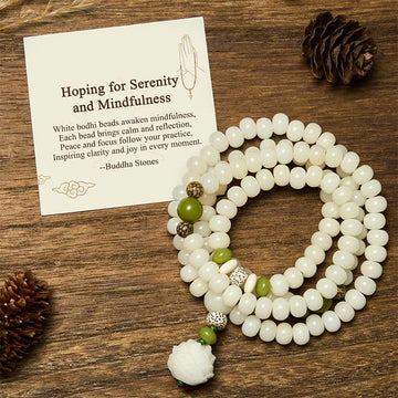 "Hoping for Serenity and Mindfulness" Bodhi Lotus Mala Includes Gift Message Card