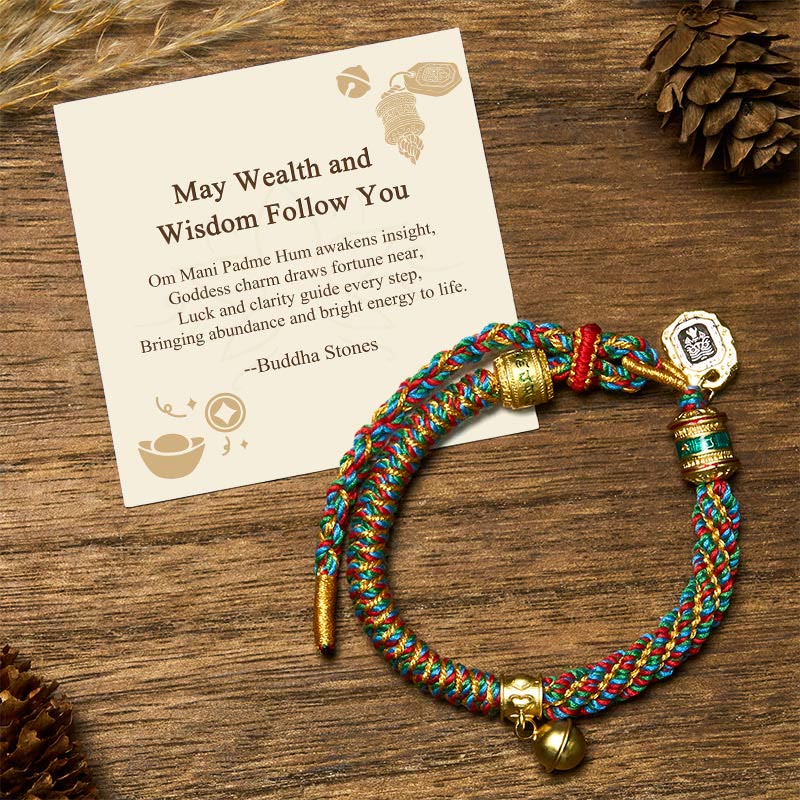 "May Wealth and Wisdom Follow You" String Bracelet Includes Gift Message Card