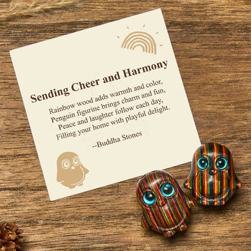"Sending Cheer and Harmony" 2Pcs Mini Penguin Decoration Includes Gift Message Card