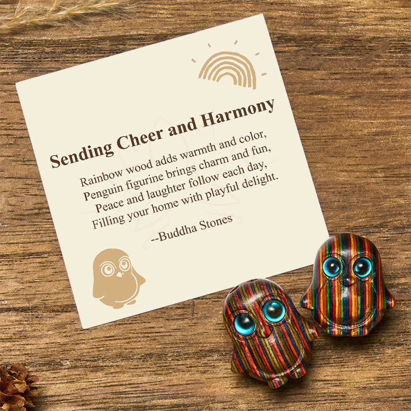 "Sending Cheer and Harmony" 2Pcs Mini Penguin Decoration Includes Gift Message Card