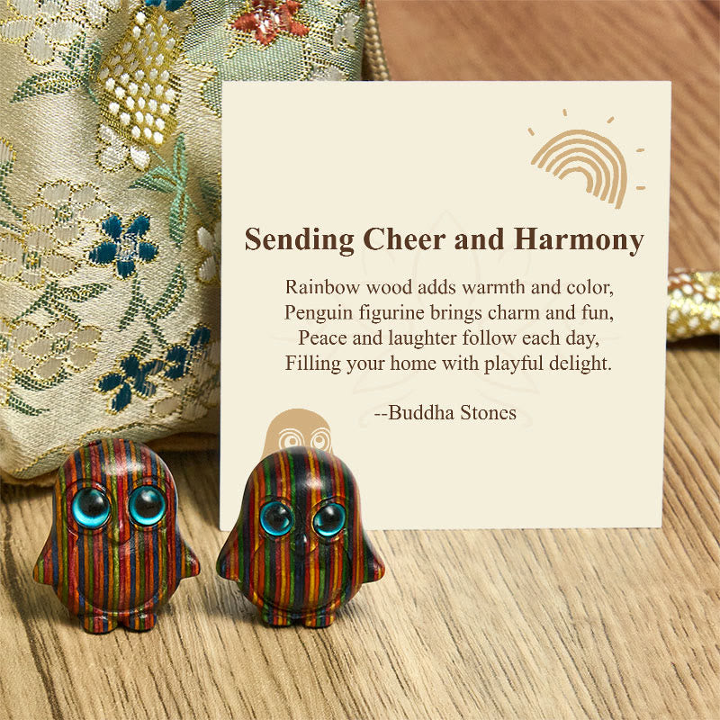 "Sending Cheer and Harmony" 2Pcs Mini Penguin Decoration Includes Gift Message Card