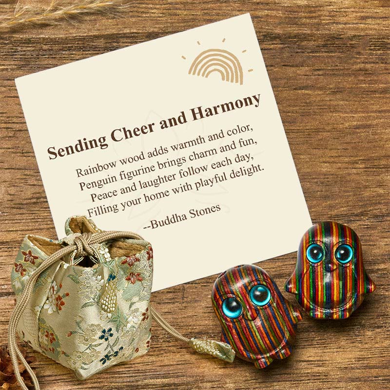 "Sending Cheer and Harmony" 2Pcs Mini Penguin Decoration Includes Gift Message Card