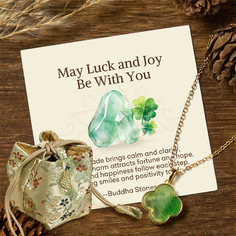 "May Luck and Joy Be With You" Jade Necklace Includes Gift Message Card