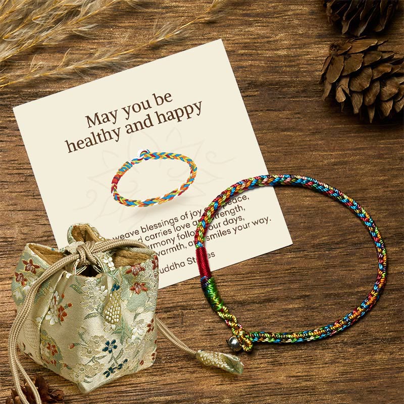 "May you be healthy and happy" Lucky Multicolored Bracelet Includes Gift Message Card
