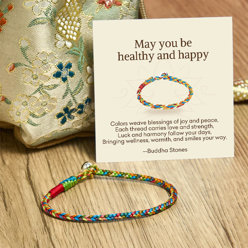 "May you be healthy and happy" Lucky Multicolored Bracelet Includes Gift Message Card