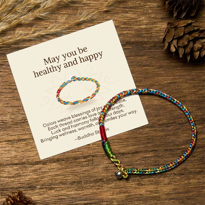 "May you be healthy and happy" Lucky Multicolored Bracelet Includes Gift Message Card