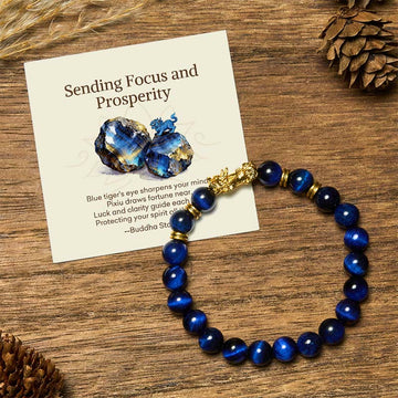 "Sending Focus and Prosperity" Tiger Eye Pixiu Bracelet Includes Gift Message Card