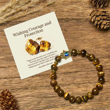 "Wishing Courage and Protection" Tiger Eye Bracelet Includes Gift Message Card