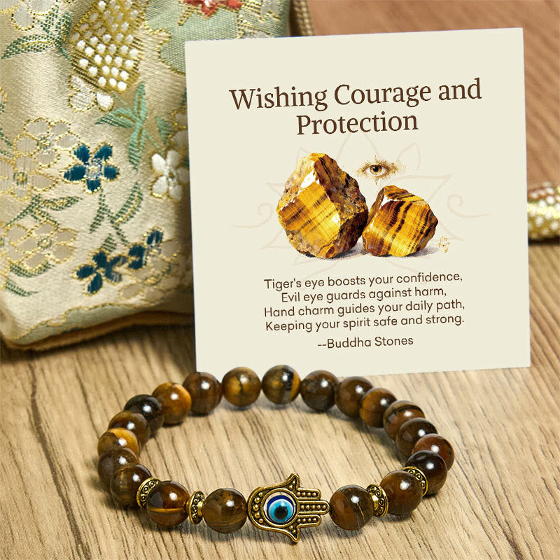 "Wishing Courage and Protection" Tiger Eye Bracelet Includes Gift Message Card