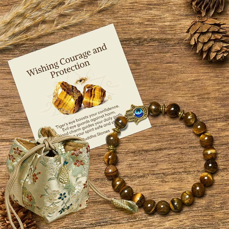 "Wishing Courage and Protection" Tiger Eye Bracelet Includes Gift Message Card