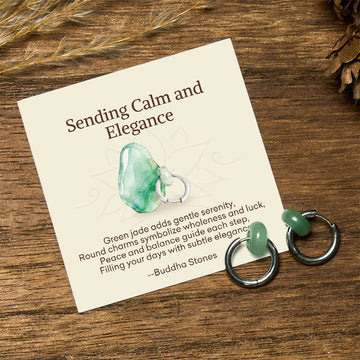 "Sending Calm and Elegance"Titanium Steel Jade Earrings Includes Gift Message Card