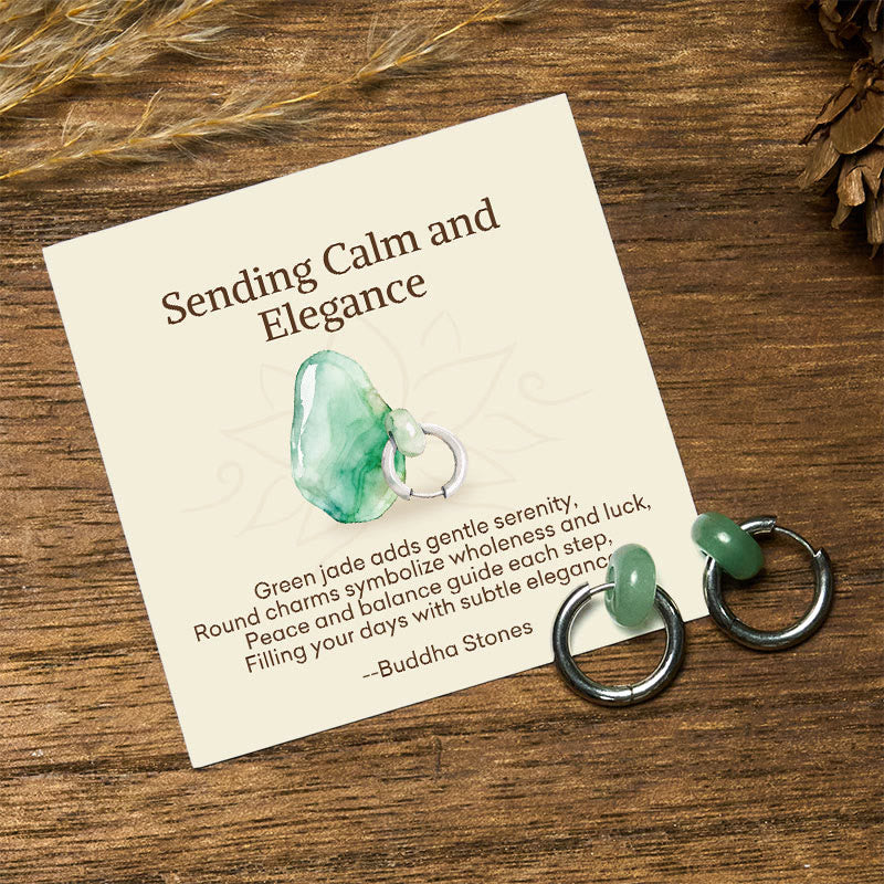 "Sending Calm and Elegance"Titanium Steel Jade Earrings Includes Gift Message Card